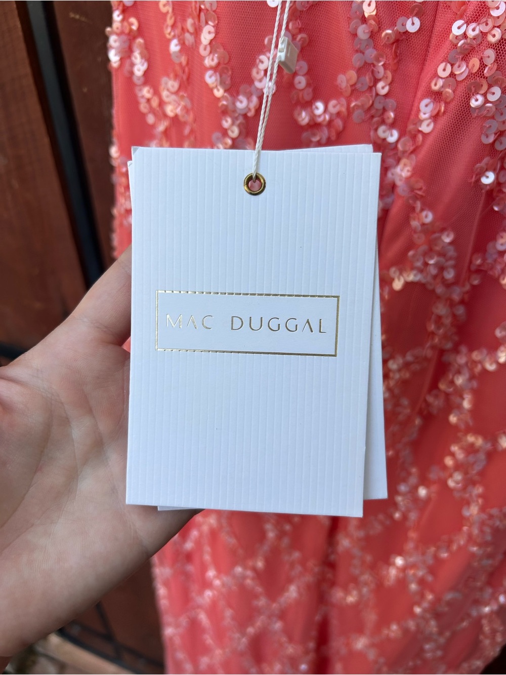 NWT Mac Duggal  5669 Coral Sequin Dress size 4 - Picture 7 of 9